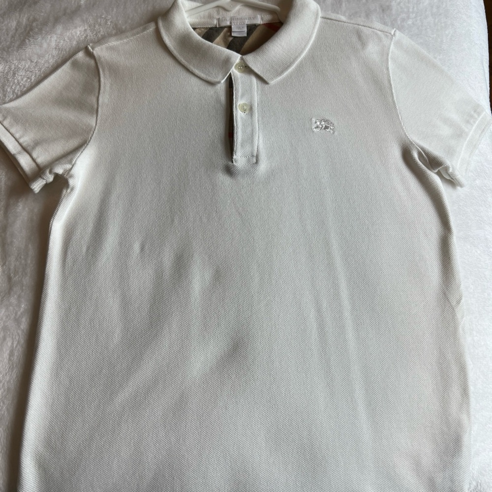 Burberry White Polo Shirt with Embroidered Detail